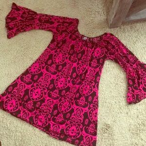 Bell sleeve pink and black boutique Dress